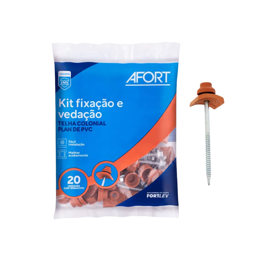 Kit Fixação /Vedação Afort Pvc Plan 20Pc Terra Cota Completo