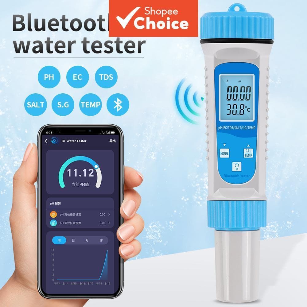 Novo 6-Em-1 Bluetooth Digital Testador De Qualidade Da Água Caneta EC TDS Salinidade Temperatura Medidor De PH Detector 