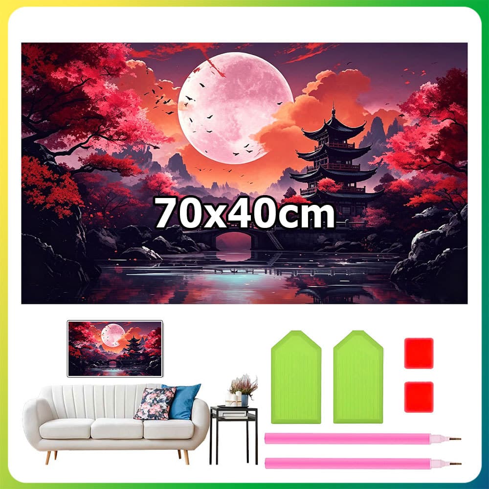 70x40cm sangue lua Fengting quadrado pintura diamante DIY pintura artesanal 5D diamante ponto pintura decoração para cas
