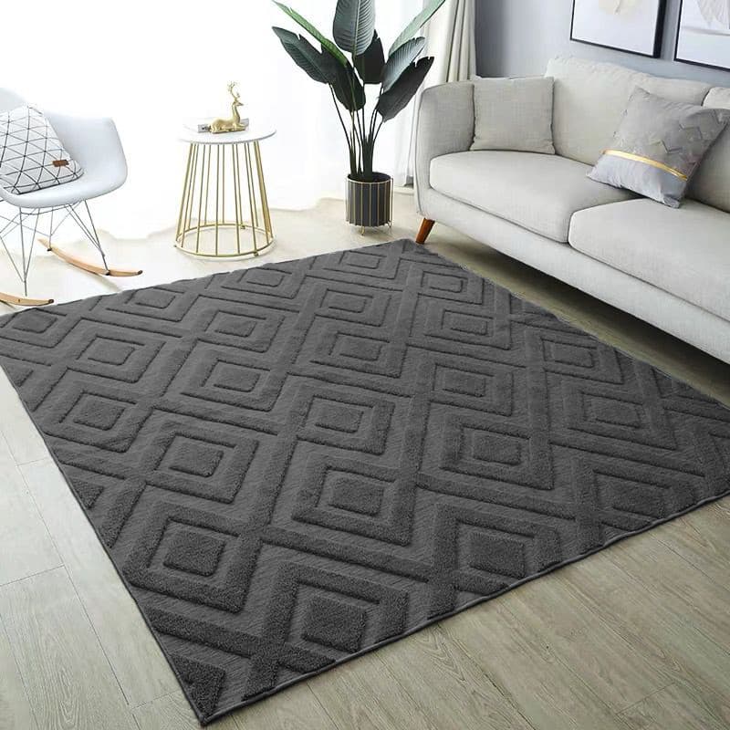 Tapete Sala Quarto 1,45x1,95 Metros Alto Relevo 3D Aveludado Antiderrapante Grande