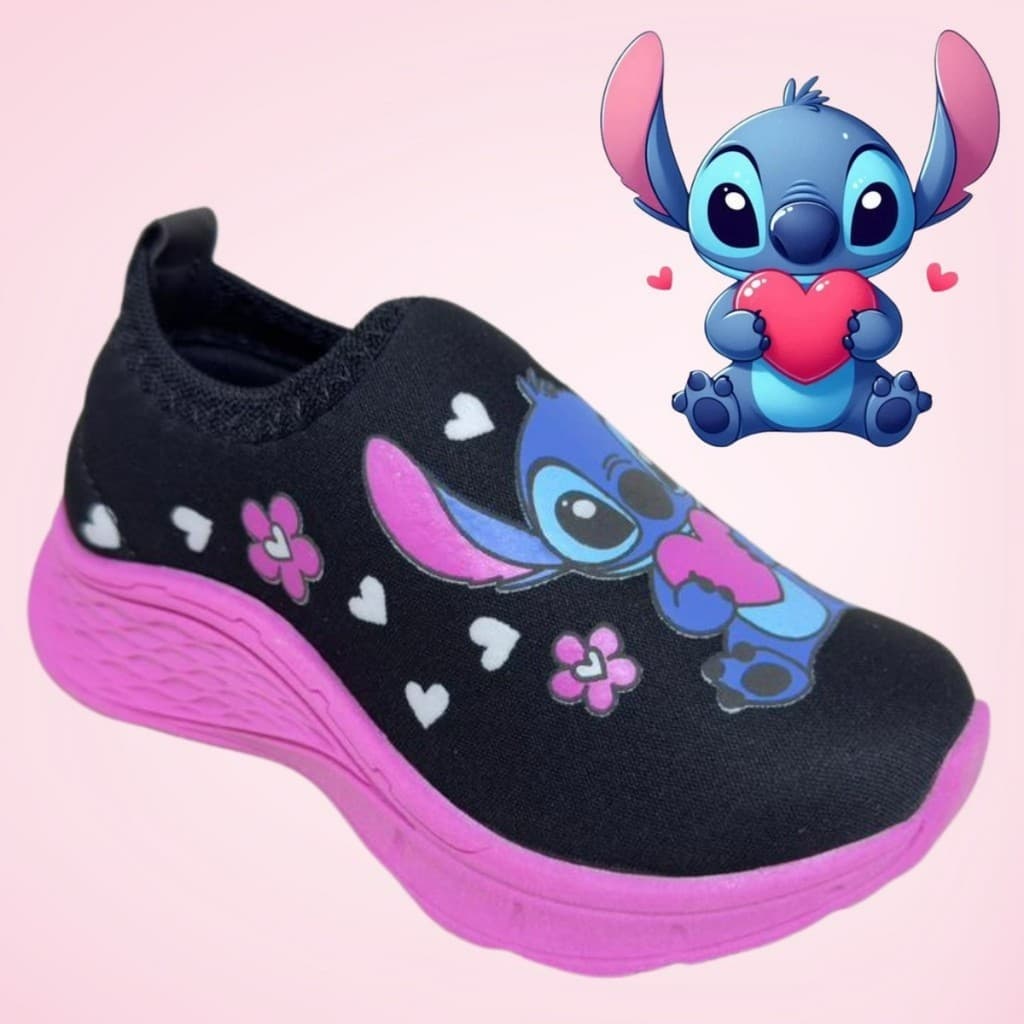 Tênis Infantil Stitch Feminino Confortável Leve Macio Antiderrapante Yahup