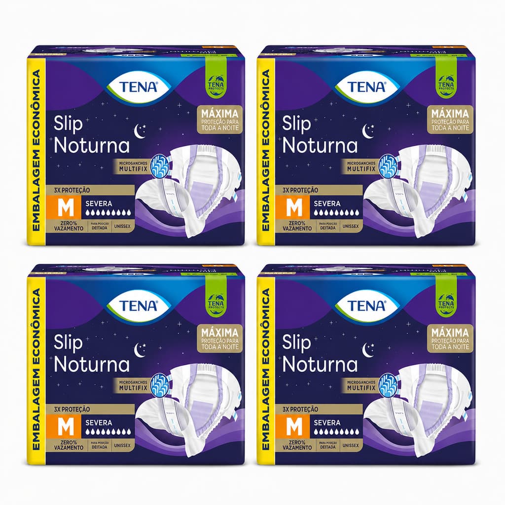 Kit 4 Fralda Geriatricas Tena Slip Noturna M,G e EG 16 Unidades Alta Absorcao Incontinencia Adulto Unissex Confortavel