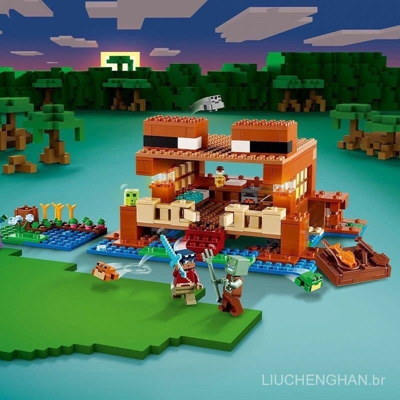 Blocos de montar Lego, série casa de vilas, modelo de galinha, sapo, caixa de órgãos, brinquedo educacional de ciência p