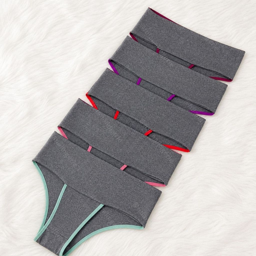 Kit Calcinhas Fitness Cós Alto Duplo Calcinha Seca Barriga Forro Algodão - Paloma