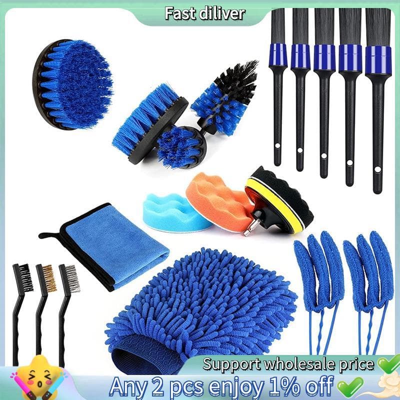Conjunto De Escova De Detalhamento De 20 Peças (Interno E Externo) Kit De Limpeza De Carro Com Luva De Lavagem