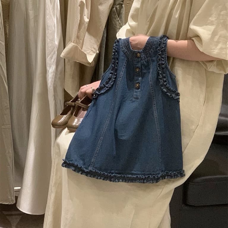 Meninas vestido de verão 2025 novo estilo vestido infantil menina moda vestido de princesa feminino vestido sem mangas r