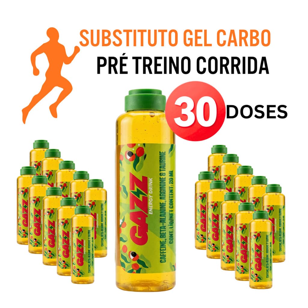 Gazz Pre treino Baixar Pace 30 doses - Suplemento Energia Corrida, Meia Maratona e 42 km - Substituto Gel Carboidrato