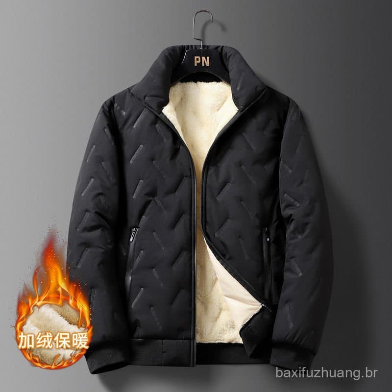 Forro de lã engrossado jaqueta masculina outono inverno algodão-acolchoado jaqueta masculina quente tamanho grande All-m