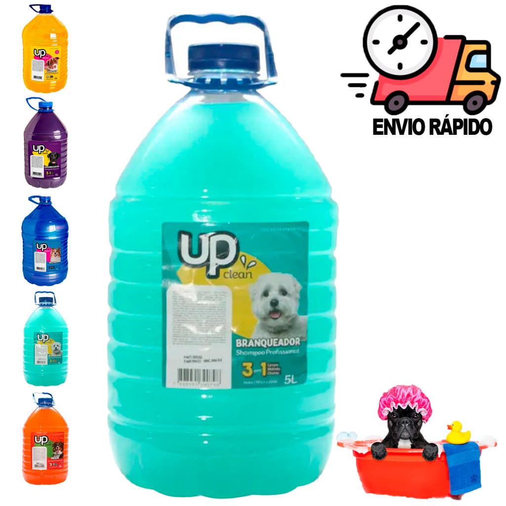 Shampoo Branqueador Profissional para Cachorro 5 Litros Shampoo Clareador Pet para Cachorro Branco Banho e Tosa UP Clean