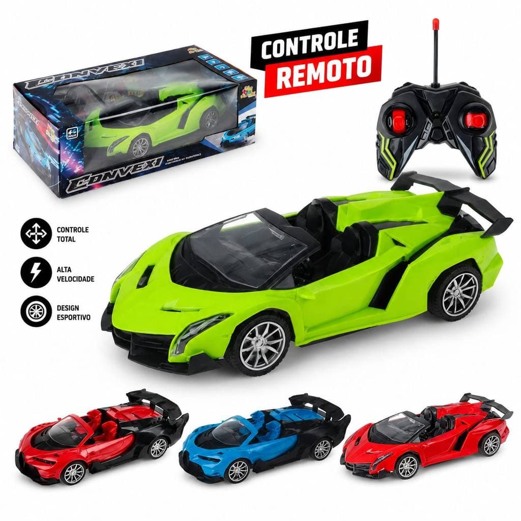 Carrinho de Controle Remoto com LED 7 Funções Bugatti Lamborghini Infantil Art Brink
