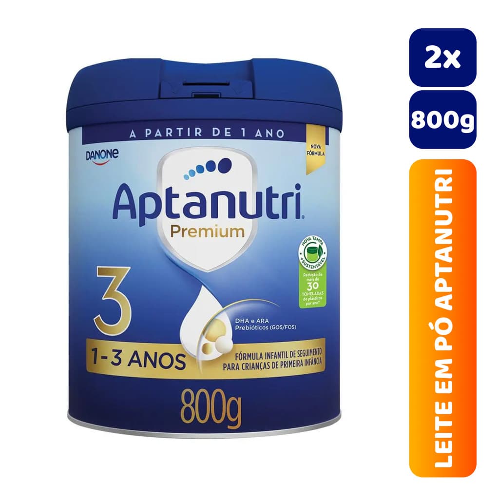 Kit 2x Latas Leite em Pó Infantil Aptanutri 3 Premium 800g