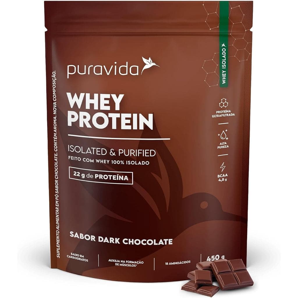 Whey Protein Isolado Puravida Proteínas | Dark Chocolate, 450g