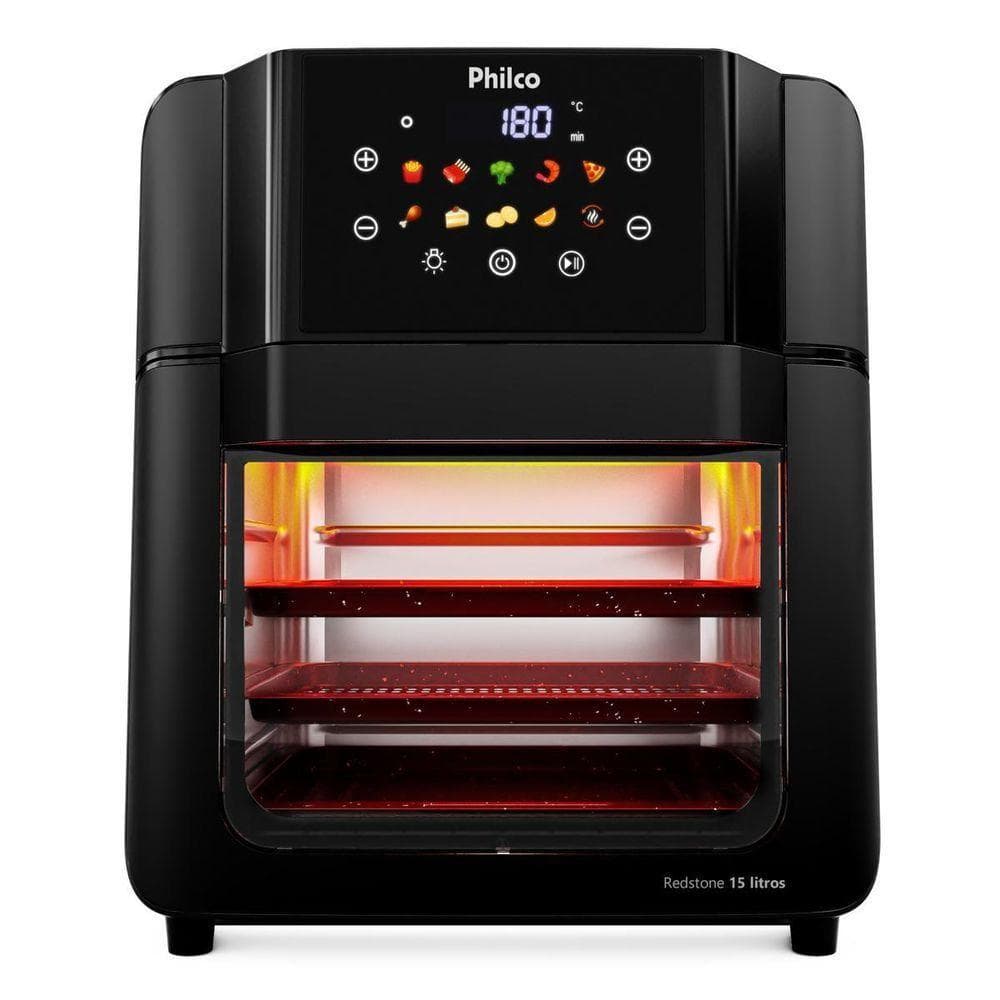 Fritadeira Air Fryer Oven sem Óleo Philco PAF15C 15L 1900W Redstone Preto 110V