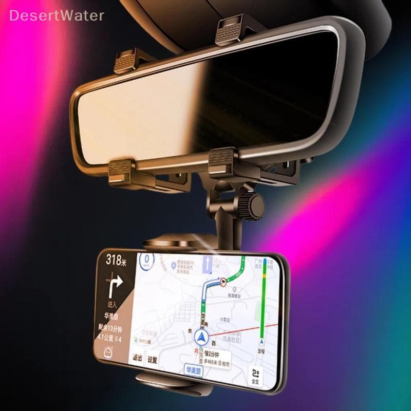 < DesertW > 360 ° Suporte Do Telefone Carro Espelho Retrovisor Montar Braet GPS Móvel Clipe Dobrável Ajustável Celular N