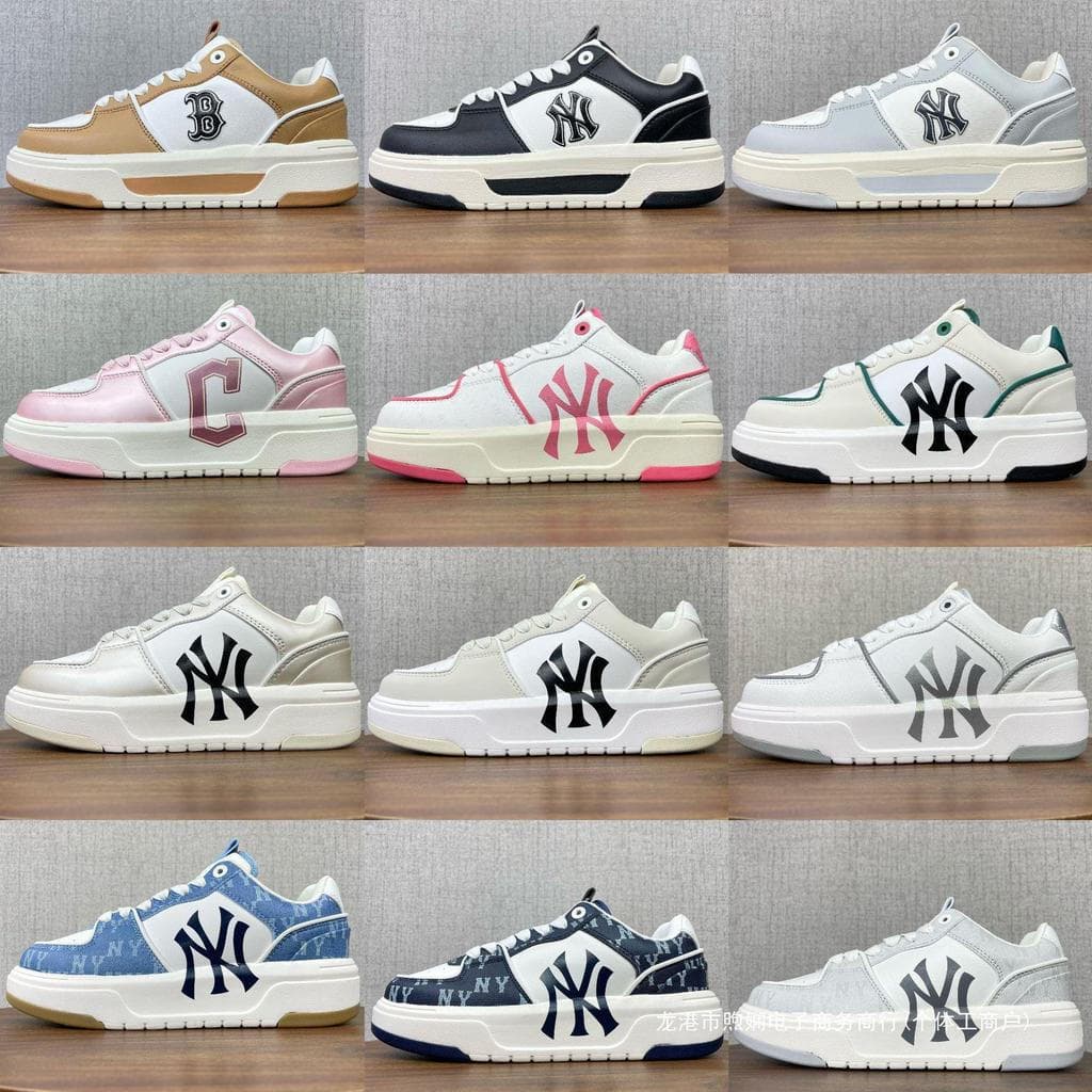 Tênis universitários de sola grossa MLB em novas cores, tênis esportivos casuais brancos masculinos, tênis femininos que