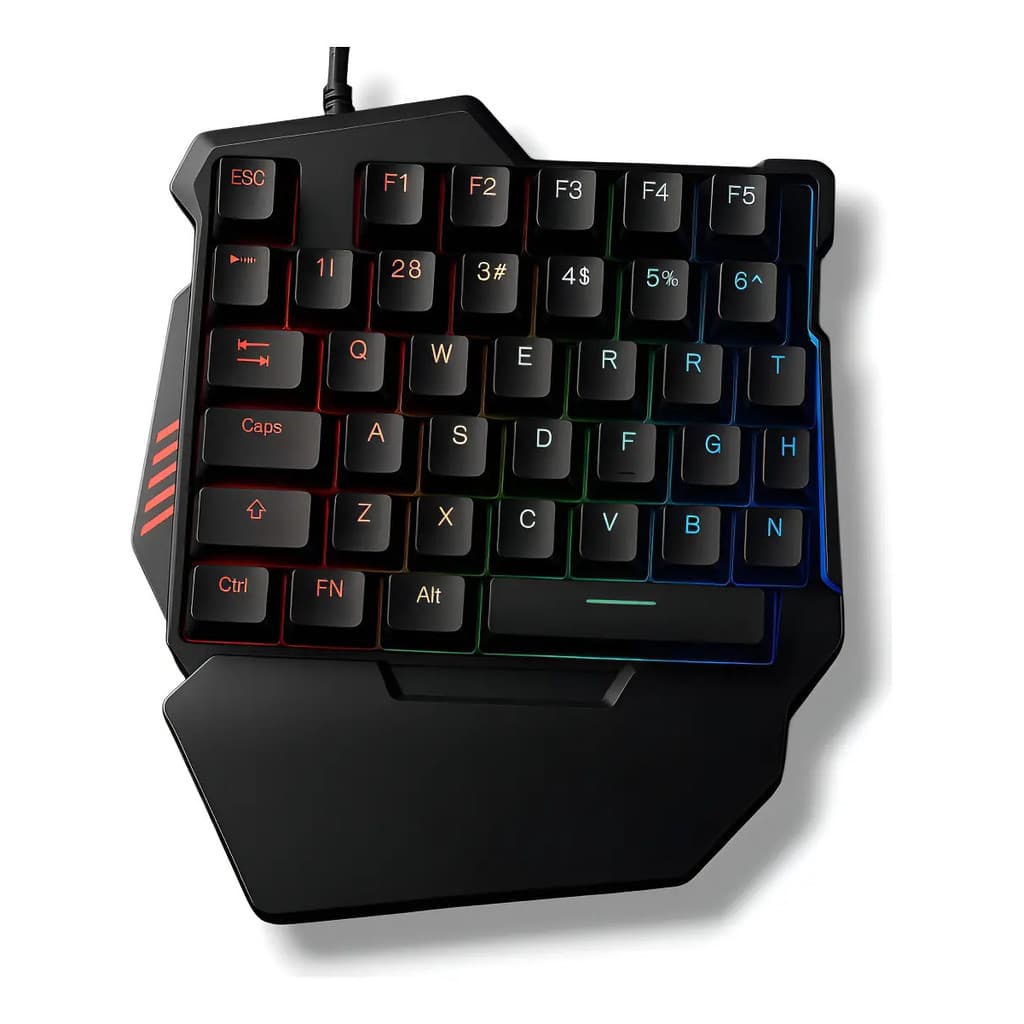 Teclado Gamer Thype Premium Pro Semi Mecanico Single Hand Uma Mao Led Rgb Cor De Teclado Preto Idioma Português Brasil