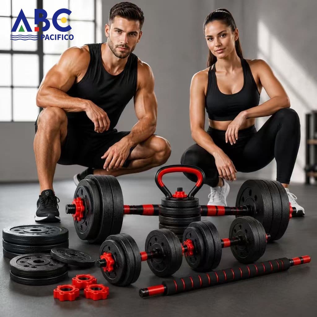 Kit Musculação 30kg Halteres Anilhas Barras Kettlebell Ajustáveis Academia Treino em Casa
