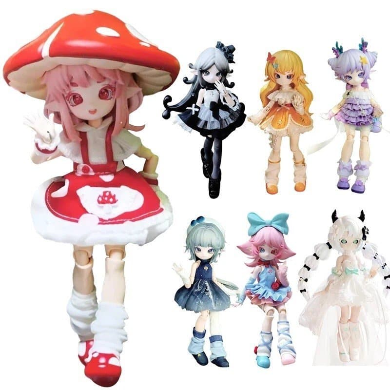 Boneca Articulada Cogumelo 1/12 BJD, Caixa Surpresa, Figura de Anime Colecionável, Brinquedos da Moda, Ornamentos, Prese