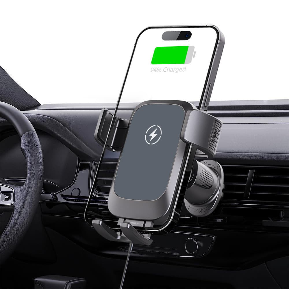 Suporte de celular para carro com carregamento sem fio 15W, modelo universal para saída de ar do ar condicionado, rotaçã