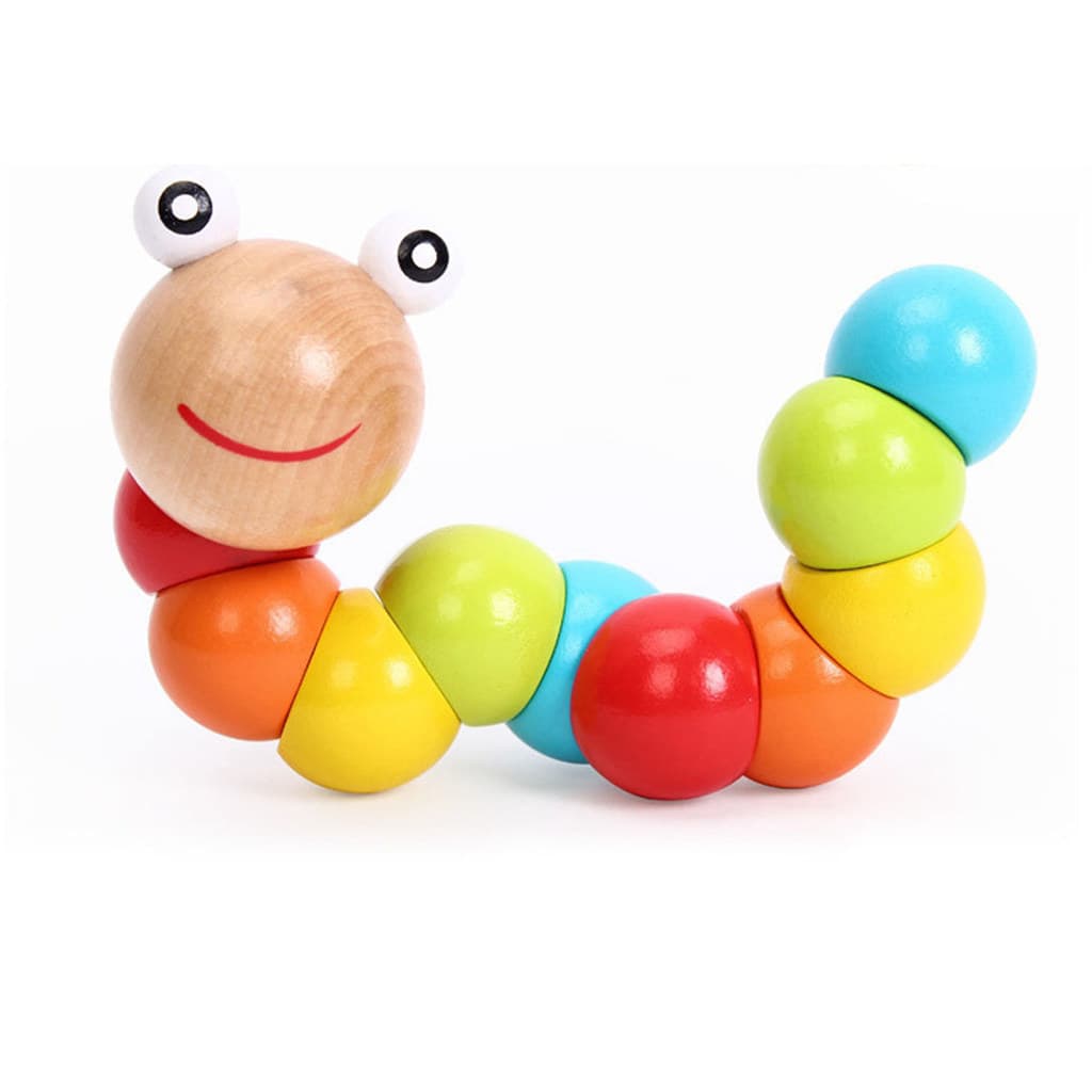 Brinquedos educativos de madeira variedade do bebê cinco cores torcido Worm Caterpillar brinquedos infantis exercício de