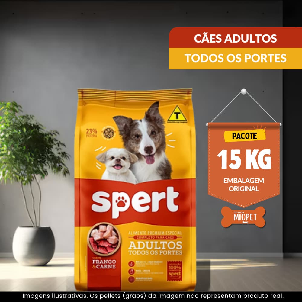 Ração Para Cachorro Spert Cães Adultos 15 KG – Sabor Carne e Frango | 23% Proteína | Embalagem Original