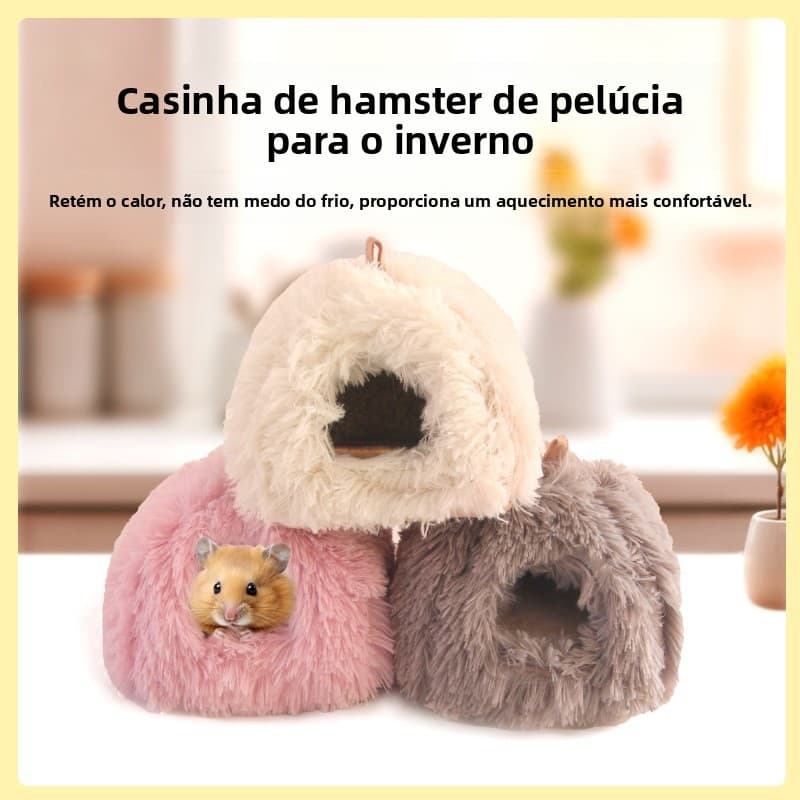 [Produto em alta] Casinha de pelúcia para pequenos animais de estimação, abrigo para hamsters, casinha segura para peque