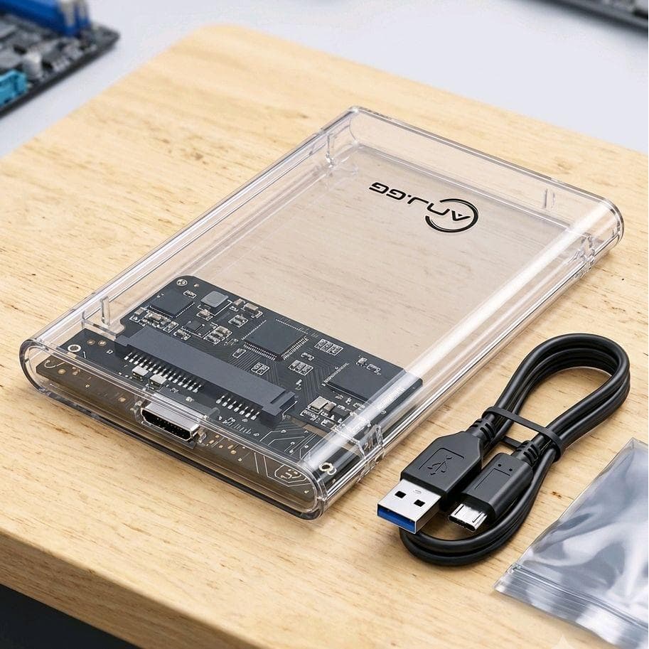 99YUV Armazenamento Externo USB 3.0 para SSD 2.5" com Caixa de Proteção Transparente e Cabo de Conexão