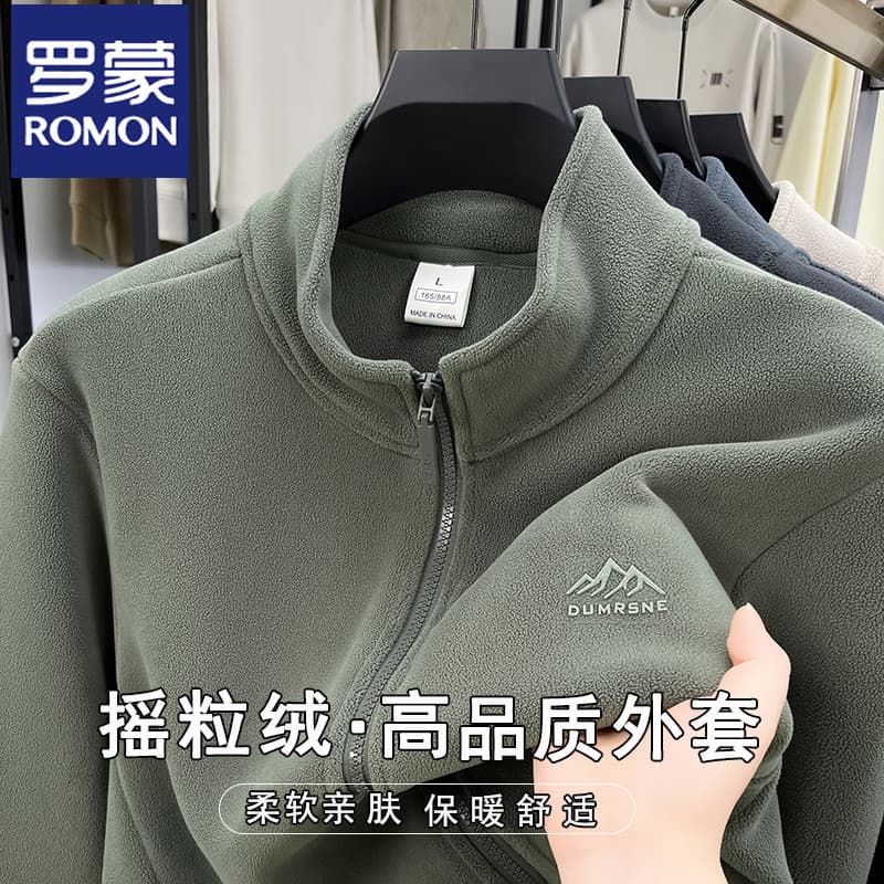 Romon 2026 novo estilo outono inverno jaqueta de lã masculina jaqueta de lã gola Casual moletom jaqueta ao ar livre