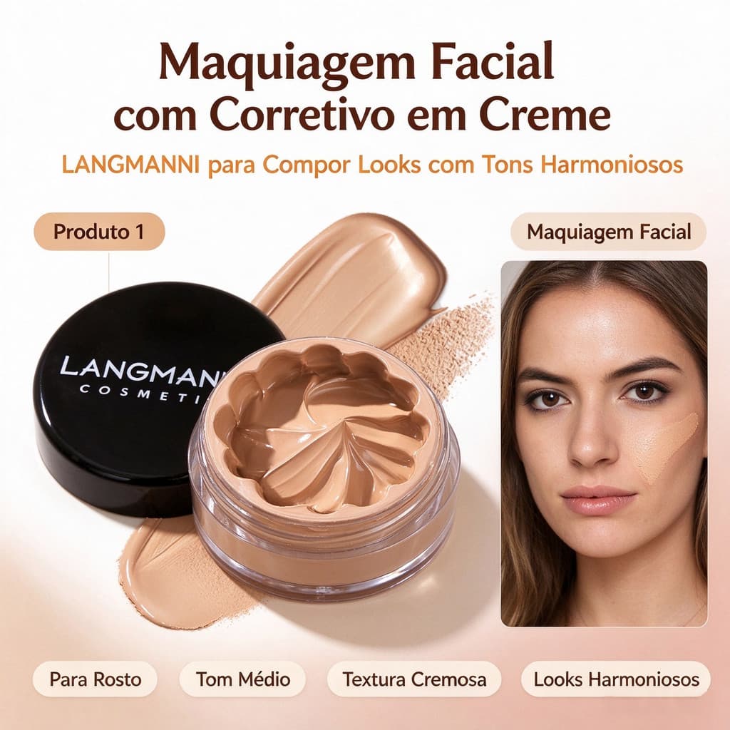 LANGMANNI: corretivo líquido e base líquida multifuncionais, com efeito de cobertura e modelagem, uniformizam o tom da p