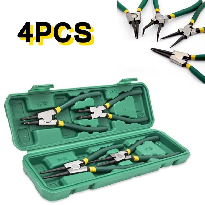 Alicate Anel Elástico Jogo 4 Pcs Alicates Tirar Abrir Aneis 7 Polegada Estojo