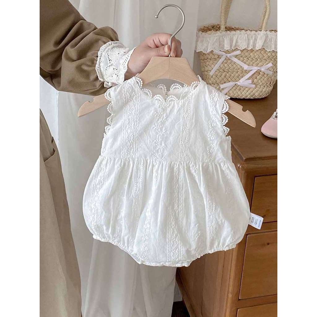Bebê menina verão fino sem mangas estilo princesa verão roupas de bebê menina mês inteiro cem dias triângulo macacão
