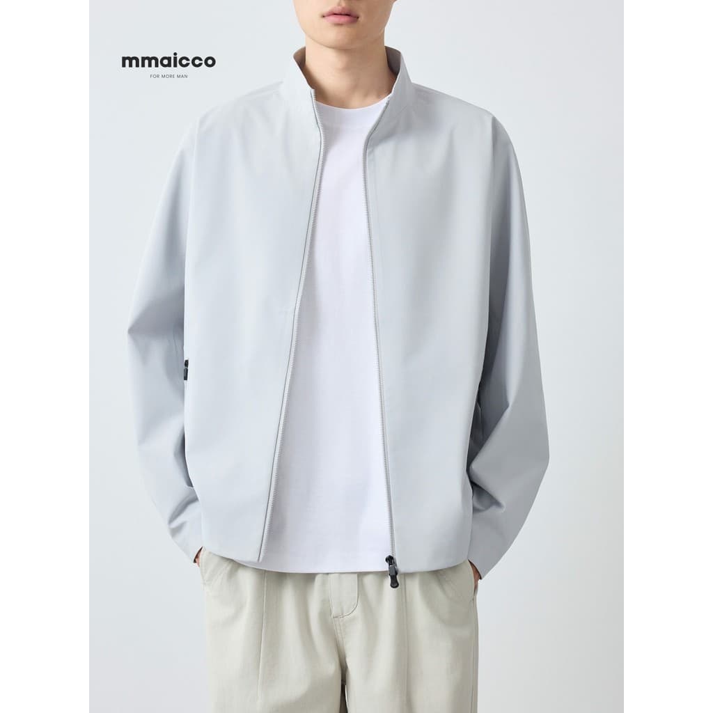 Momaike roupas masculinas cidade esportes duplo pulôver jaqueta Casual masculina 2026 primavera novo estilo gola jaqueta