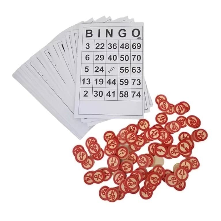 Kit Bingo DANTAS Madeira e Papel 75 Números 18 Cartelas Jogo Bingo Completo Família Diversão Clássico