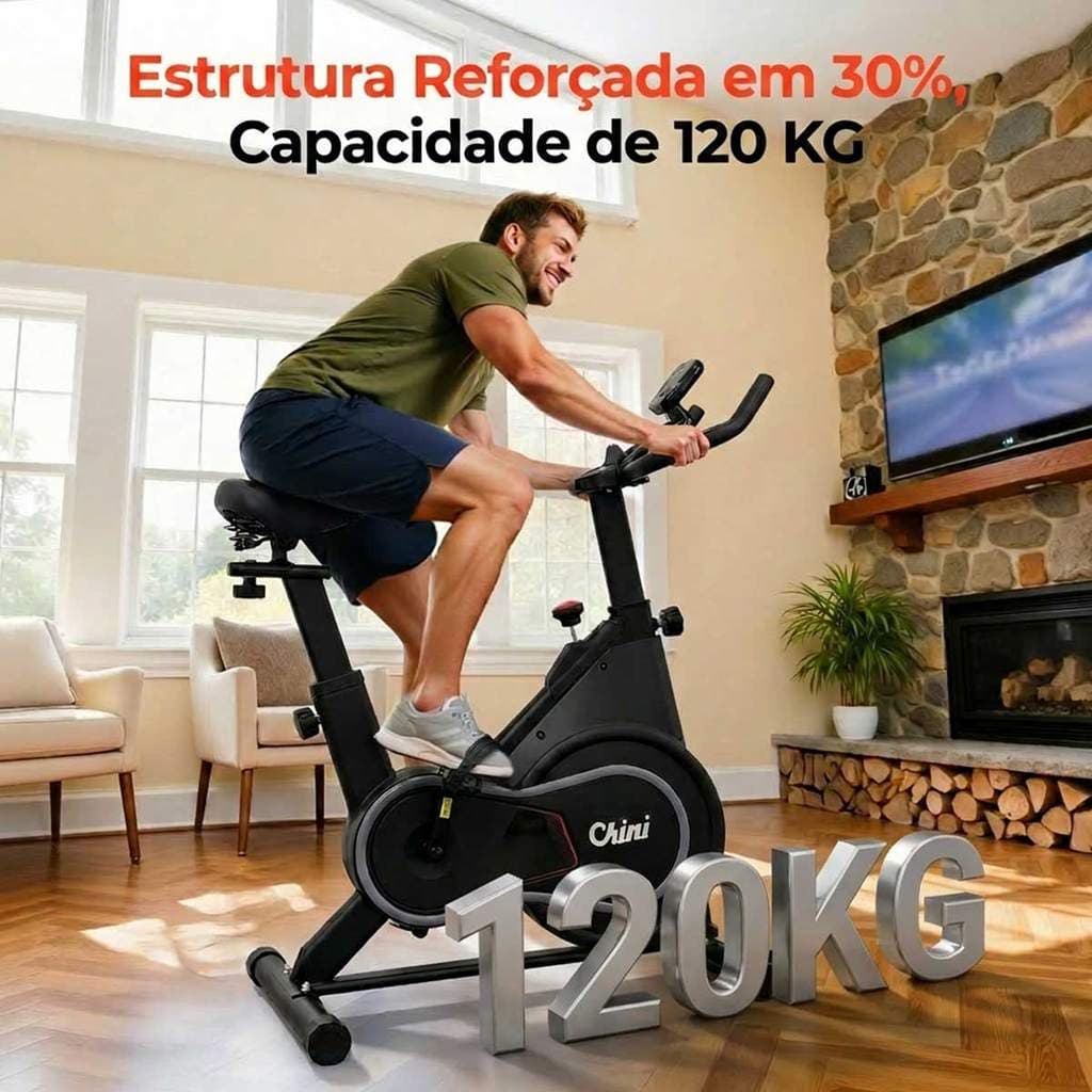 Bicicleta Spinning Ergométrica Fitness 120kg Banco Ajustável Sistema Silencioso