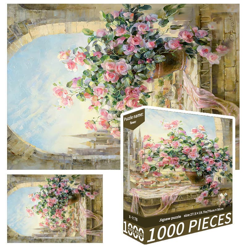 Flores aquarela 1.000 peças quebra-cabeça de papel brinquedos educativos para adolescentes, brinquedos divertidos desafi