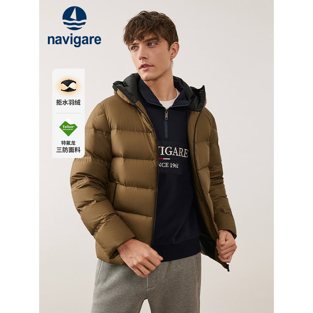 [Três Defesa] Navigare Italiano Pequeno Veleiro Commuter Jaqueta Curta Jaqueta Masculina Inverno Casual Jaqueta Pão