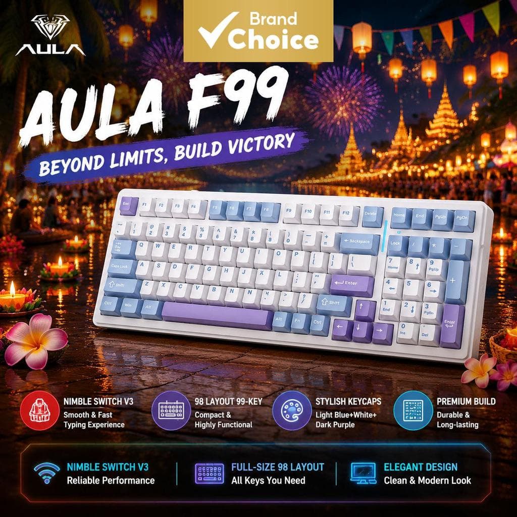 Teclado Mecânico para Jogos AULA F99 RGB, Interruptores Substituíveis a Quente, Teclado Sem Fio 99 Teclas para PC Gamer