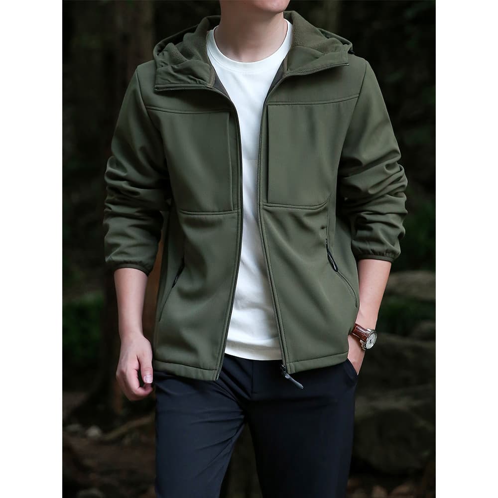 Jaqueta masculina ao ar livre outono inverno tamanho grande solto roupas superiores forro de lã jaqueta de lã masculina 