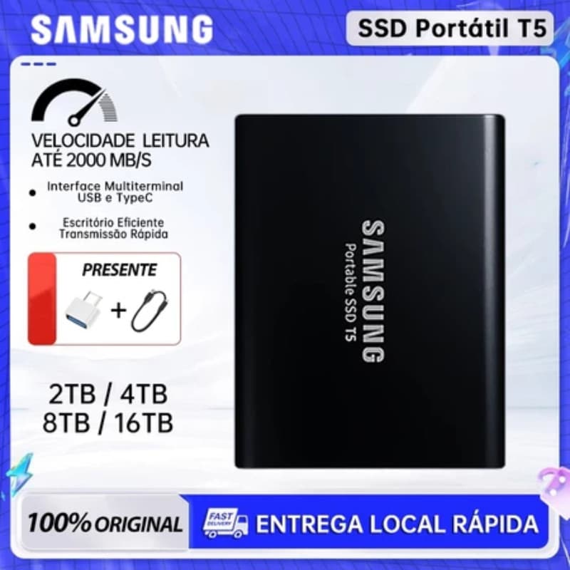 Samsung HD Externos SSD 128TB 60TB Disco rígido externo 30TB 16TB 8TB Disco rígido portátil de estado sólido 1TB 2TB HDD