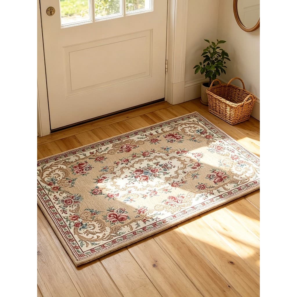 Estilo europeu flor sala de estar tapete de entrada doméstico resistente à sujeira antiderrapante estilo boêmio tapete d