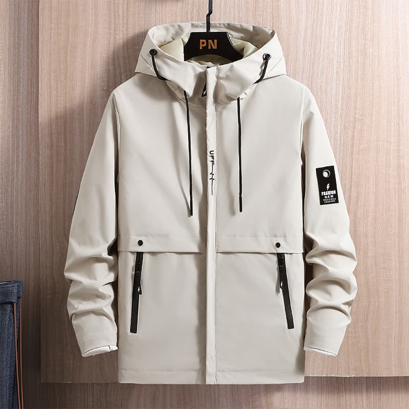Jaqueta masculina primavera outono novo estilo com capuz jaqueta masculina versão coreana na moda bonito jaqueta masculi