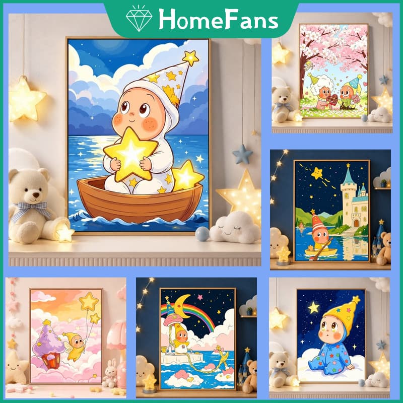 Hfcute Star People 5D DIY Pintura Diamante Redondo Strass Ponto Cruz Decoração De Parede De Casa Kits De Artesanato De A