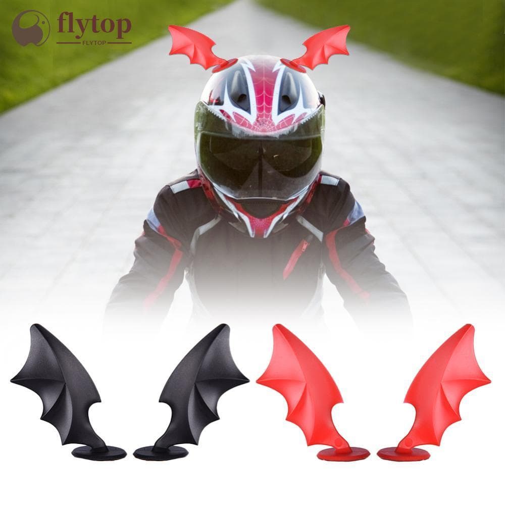 FLYTOP 2 Pçs Decoração De Capacete Da Motocicleta Borracha Diabo Chifre Asas Com Ventosas Do Para Moto Acessórios Bicicl