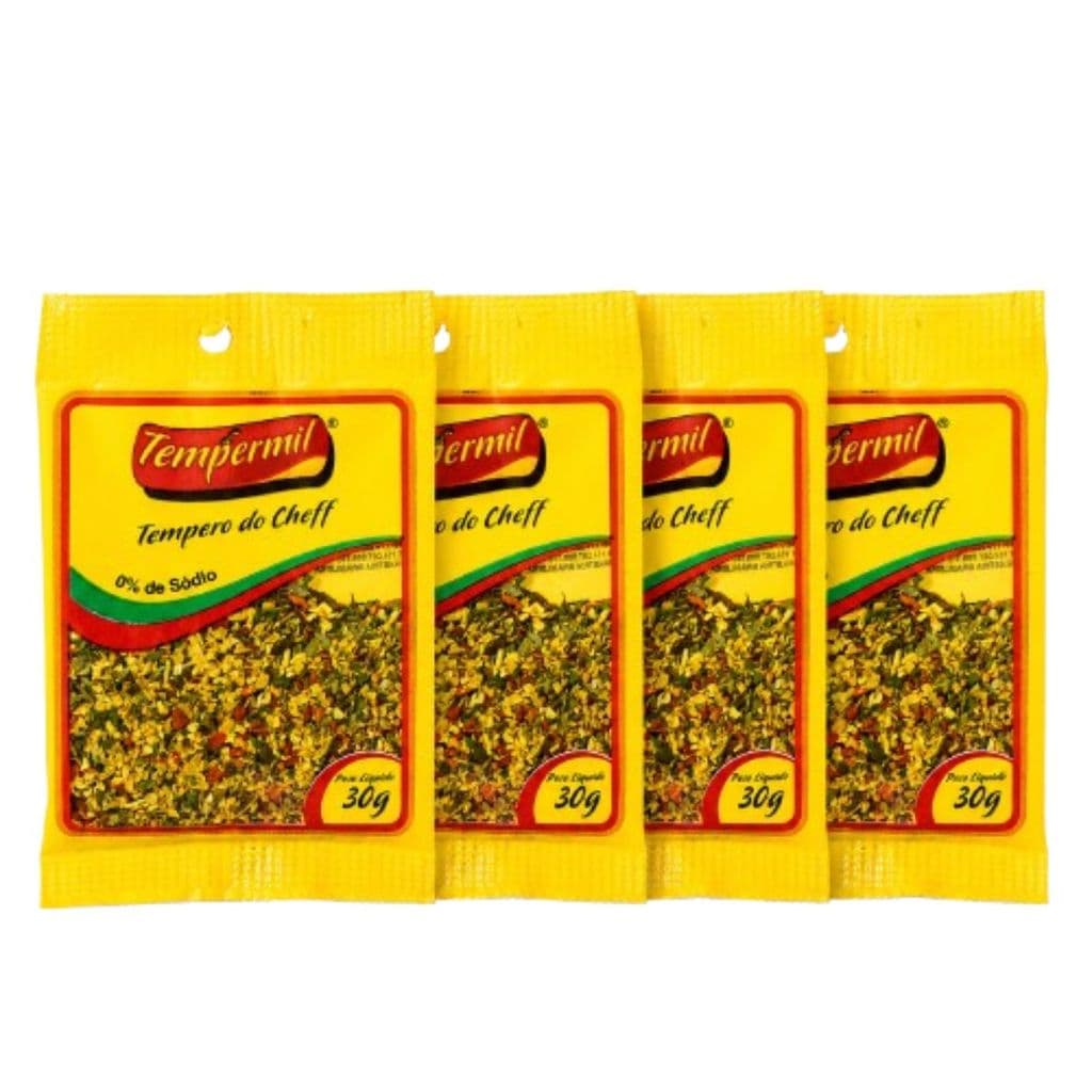 Kit 4 Temperos do Cheff Tempermil 30g Sem Sal para Carnes Frango Legumes e Cozinha
