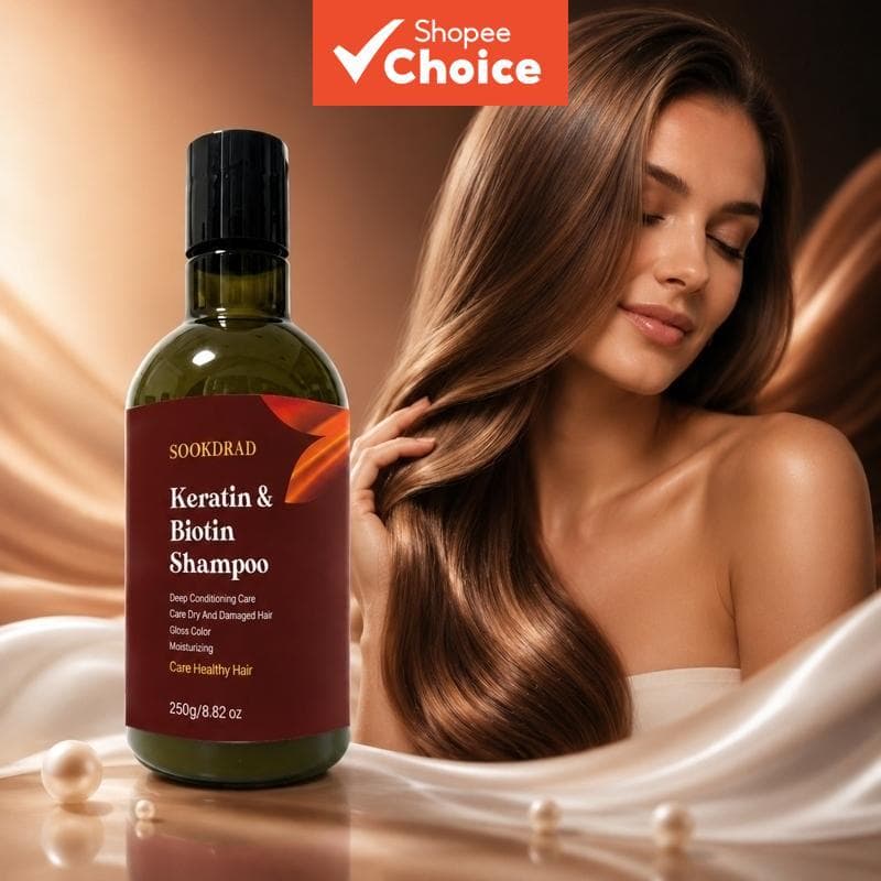 Shampoo de Queratina e Biotina, para Cabelos Secos, Hidratação Profunda, Hidratante e Brilho Intenso