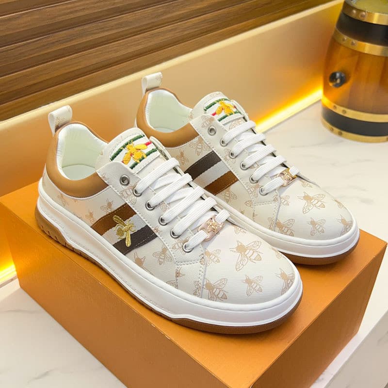 Sapatos confortáveis Impresso, novo estilo elegante Design de sola grossa, bordado estilo esportivo branco, calçados esp
