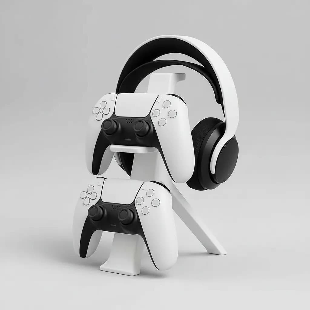 Suporte Para Controle E Fone Videogame Gamer Xbox Ps4 Ps5 Branco