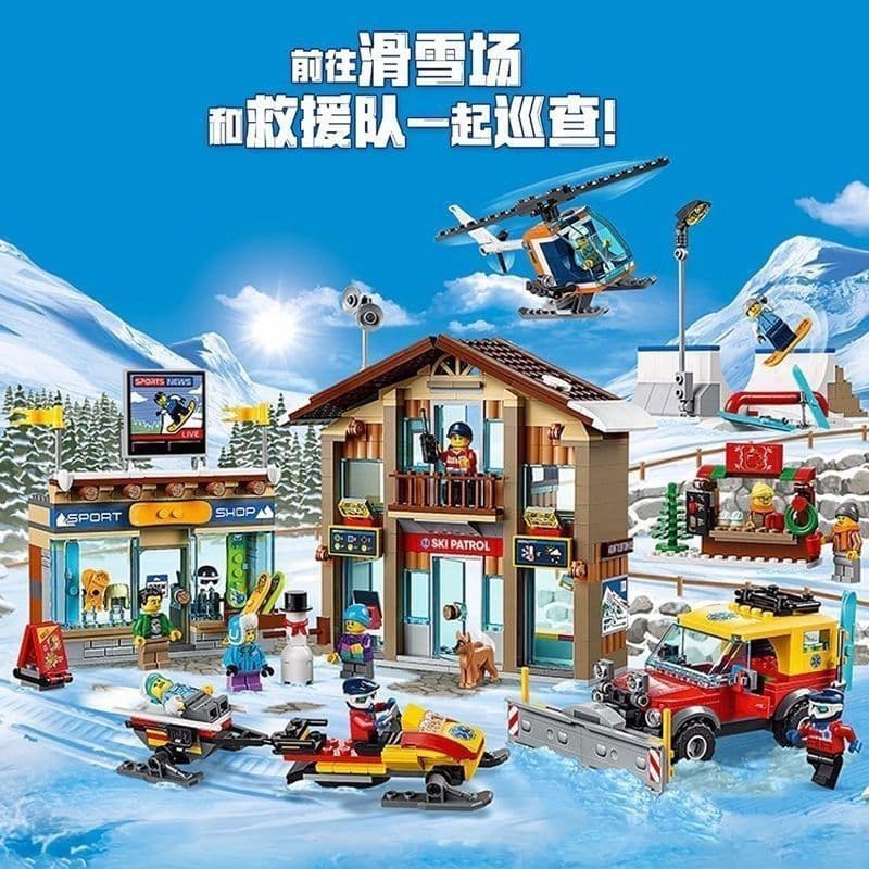 868 PCS Blocos de Montar Lego Série Cidade Resort de Esqui Presentes Educativos de Montagem para Crianças