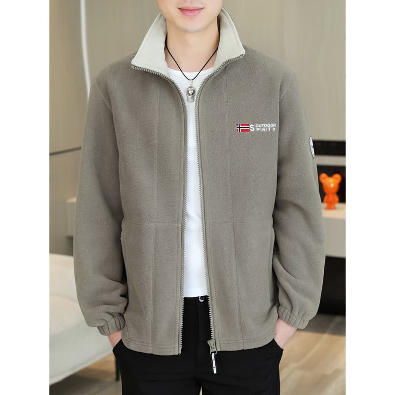 Jaqueta de lã Polar masculina engrossada outono inverno jaqueta gola Casual moletom outono jaqueta de lã Street Wear rou