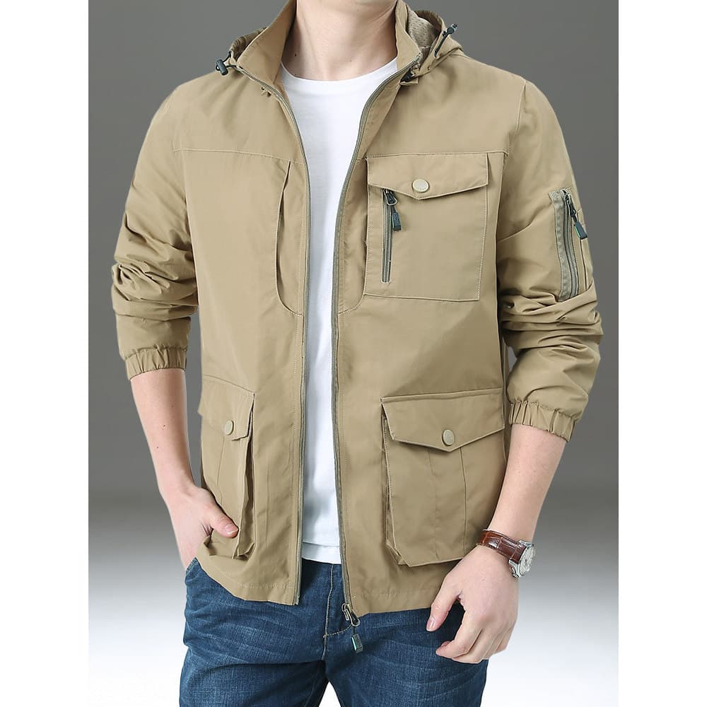 Primavera outono jaqueta masculina ao ar livre jaqueta fina solta Plus Size Workwear Casual topo na moda jaqueta masculi
